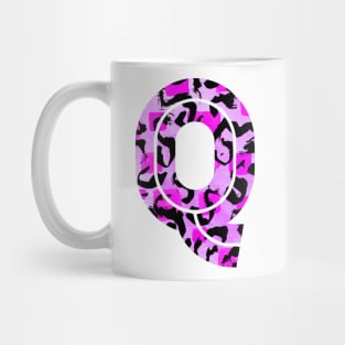 Letter Q Watercolour Leopard Print Alphabet Mug